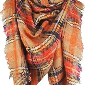 VIVIAN & VINCENT Women's Fall Winter Scarf Classic Tassel Plaid Tartan Warm Soft Chunky Large Blanket Wrap Shawl Scarves