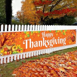KatchOn, Happy Thanksgiving Banner Outdoor - Xtralarge, 120x20 Inch | Yard Banner for Thanksgiving Banners for Outside | Yard Decorations Outdoor, Happy Harvest Decor, Autumn Decor