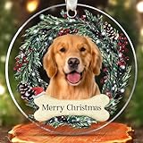 JulylyPOD Personalized Dog Christmas Ornament, Dog Photo Glass Ornaments for Christmas Tree, Personalized Gifts for Pet Lovers, Custom Pet Ornaments with Name and Photo