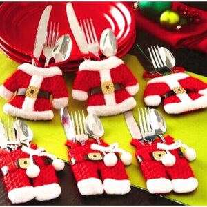 MSQ Christmas Decorations Table Decorations 4pcs Christmas Knife and Fork Covers Red Christmas Snowman Pants Xmas Party Dinner Novelty Decorations Best for Thanksgiving Day/Christmas
