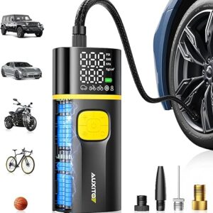 AUXITO A502 Tire Inflator Portable Air Compressor - 150PSI Dual Cylinder 7800 mAh & 12V DC, Bike Pump Air Pump for Car, Truck, Bike, Motorcycle with Digital Tire Pressure Gauge, Car Gifts for Men